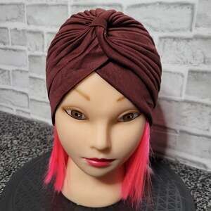 Brown Vintage Inspired Turban Hat, OSFM